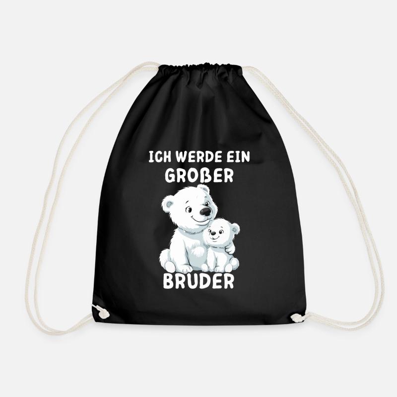 Ich werde ein großer Bruder Eisbär - Turnbeutel - Schwarz