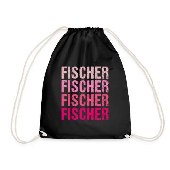 Fisherman Retro Pink Surname Gift Idea - Drawstring Bag - black - Front