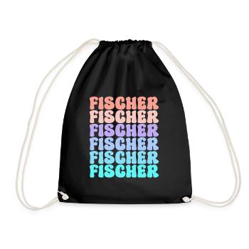 Family Fischer Team Group Summer Gift Idea - Drawstring Bag - black - Front