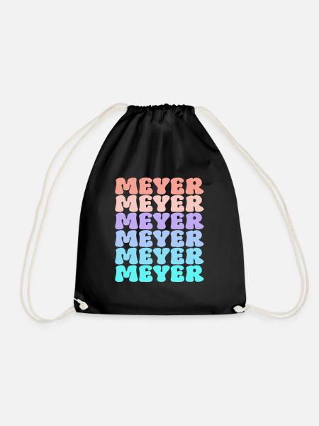 Meyer Family Surname Retro - Drawstring Bag - black
