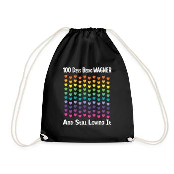 Wagner Rainbow Colorful Hearts - Drawstring Bag - black - Front