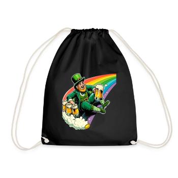 Leprechaun (Leprechaun irlandais) sur Rainbow - Sac de sport léger - noir - Devant