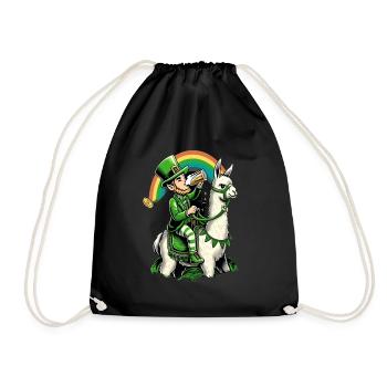 Lama chevauchant un lutin (lutin irlandais) - Sac de sport léger - noir - Devant