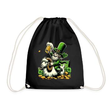 Bélier chevauchant un lutin (lutin irlandais) - Sac de sport léger - noir - Devant