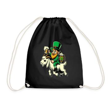 Lutin chevauchant une chèvre (lutin irlandais) - Sac de sport léger - noir - Devant