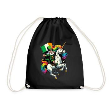 Licorne chevauchant Leprechaun (Leprechaun irlandais) - Sac de sport léger - noir - Devant