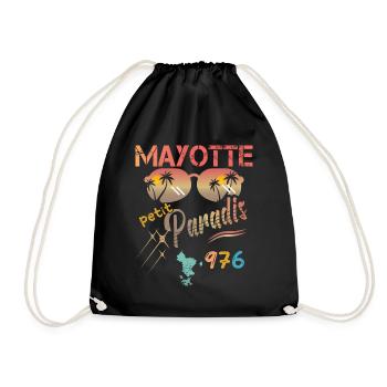 Geschenkidee Grafikdesign Karte von Mayotte 976 - Turnbeutel - Schwarz - Vorne