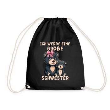 Ich werde eine große Schwester Bär - Turnbeutel - Schwarz - Vorne