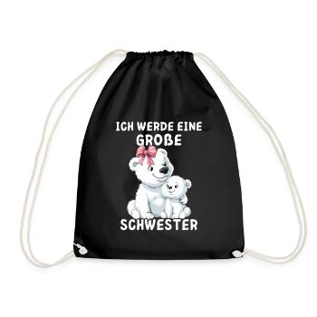 Ich werde eine große Schwester Eisbärin - Turnbeutel - Schwarz - Vorne