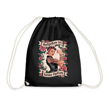 Giving up is not an option - birthday, Mother's Day, - Drawstring Bag - black - Front