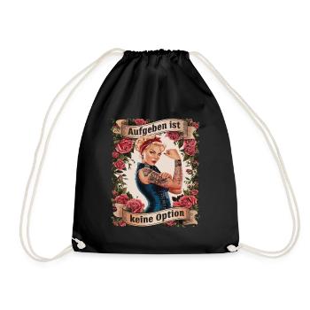 Giving up is not an option - birthday, Mother's Day, - Drawstring Bag - black - Front