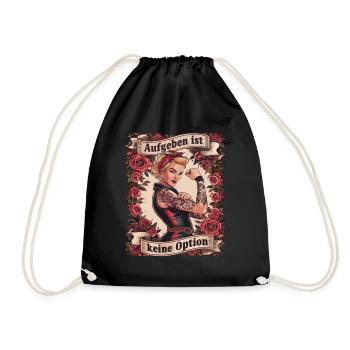 Giving up is not an option - birthday, Mother's Day, - Drawstring Bag - black - Front