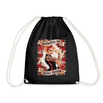 Giving up is not an option - birthday, Mother's Day, - Drawstring Bag - black - Front