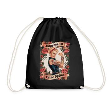 Giving up is not an option - birthday, Mother's Day, - Drawstring Bag - black - Front