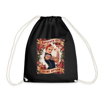 Giving up is not an option - birthday, Mother's Day, - Drawstring Bag - black - Front
