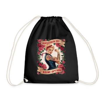 Giving up is not an option - birthday, Mother's Day, - Drawstring Bag - black - Front