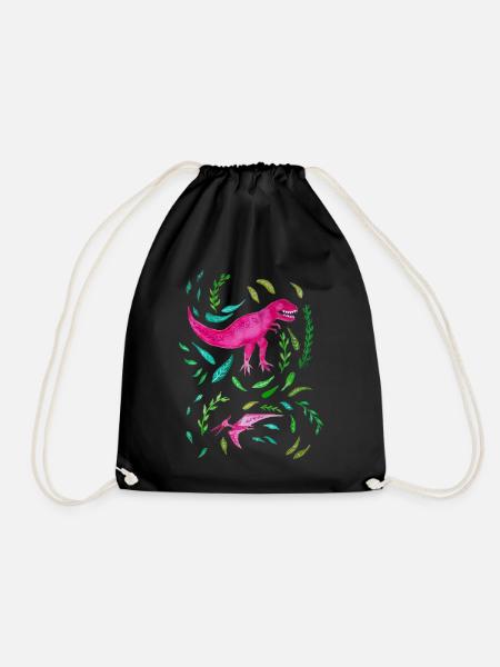 Pink T-Rex Florales Design Geschenk - Turnbeutel - Schwarz