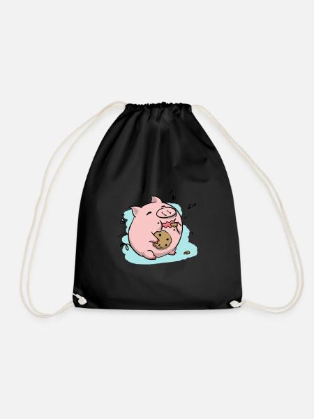 Biscuit pig - Drawstring Bag - black