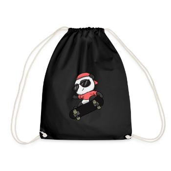 Patineur panda ours skateur panda animal - Sac de sport léger - noir - Devant