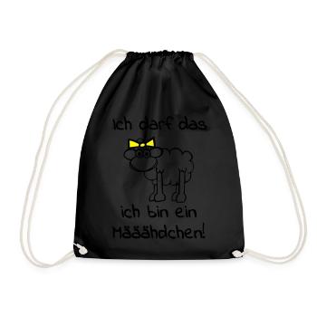 Ein Schaf - Mädchen - Turnbeutel - Schwarz - Vorne