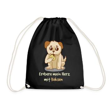 Conquer My Heart with Cookies Fantasy HUnde - Drawstring Bag - black - Front