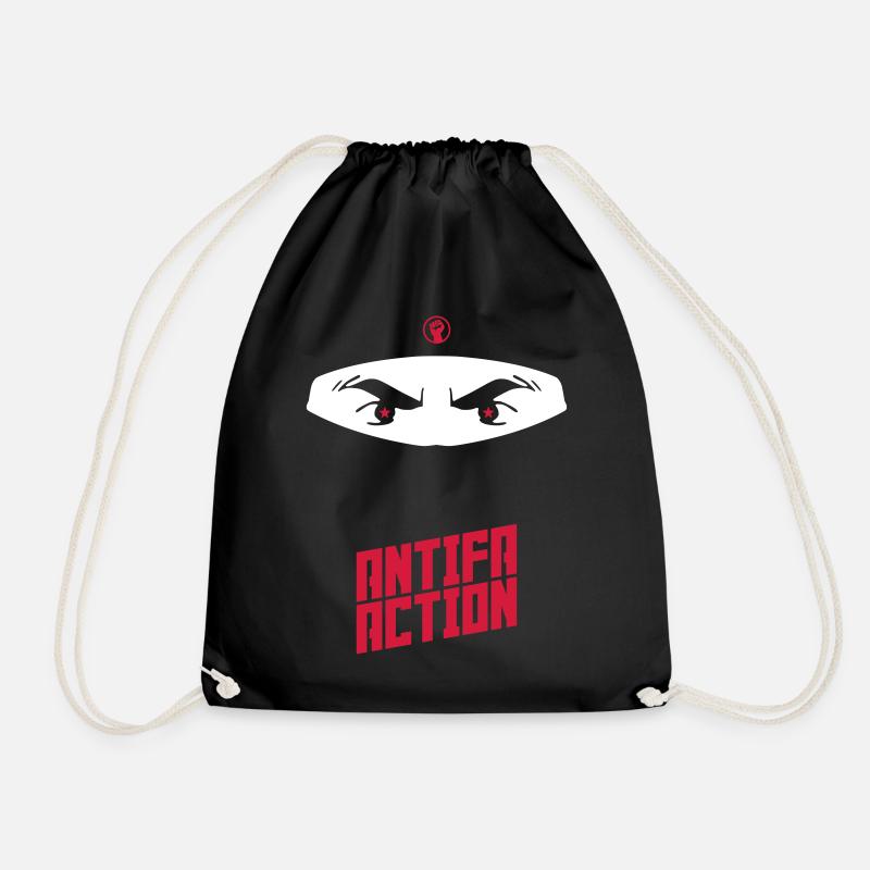 Antifa Action - Ninja - Drawstring Bag - black