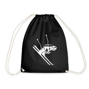 Skier, skiing - Drawstring Bag - black - Front