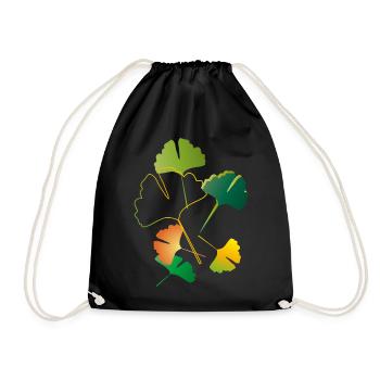 herbstliche Ginkgo Blätter teilweise nur Outlines - Turnbeutel - Schwarz - Vorne