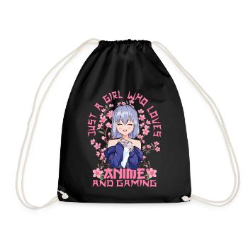 Gamer Girl Anime - Kitschy Sakura japonais - Sac de sport léger - noir - Devant
