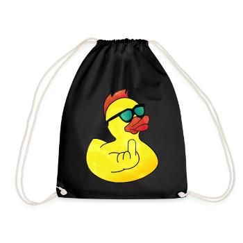 Rubber Duck Cool Bathing Duck - Drawstring Bag - black - Front