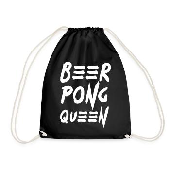 Font beerpong queen beer drinking game game - Drawstring Bag - black - Front