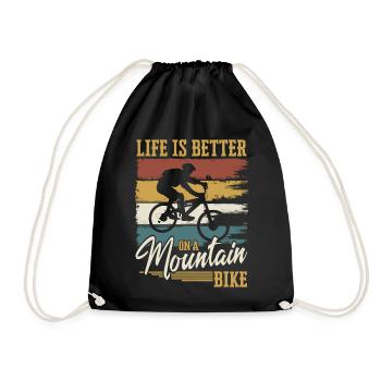 Mountain Bike Mountain Biker Mountain Bike - Drawstring Bag - black - Front