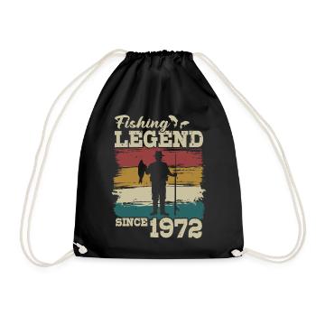 1972 Born Angler Birthday - Drawstring Bag - black - Front