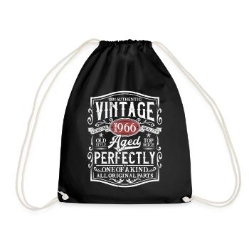 1966 Vintage Birthday Retro Gift - Drawstring Bag - black - Front