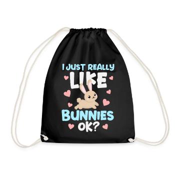 Rabbit Rabbit - Drawstring Bag - black - Front