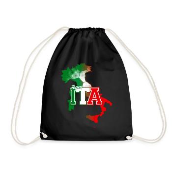 Team ITA Map Italy with Ball Pattern - Drawstring Bag - black - Front