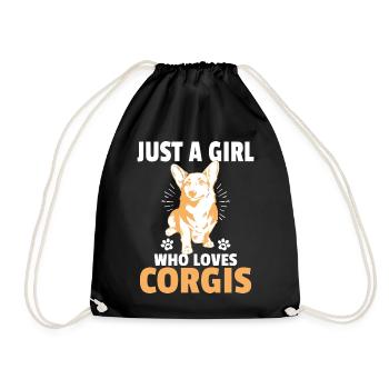 Just a girl who loves corgis - Drawstring Bag - black - Front
