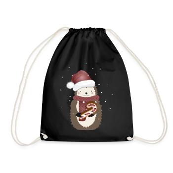 hérisson doré pour Noël avec de la canne à sucre - Sac de sport léger - noir - Devant