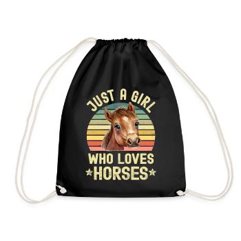 Horse Horses - Drawstring Bag - black - Front