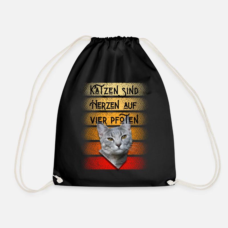 Katzen sind herzen auf vier Pfoten - Turnbeutel - Schwarz
