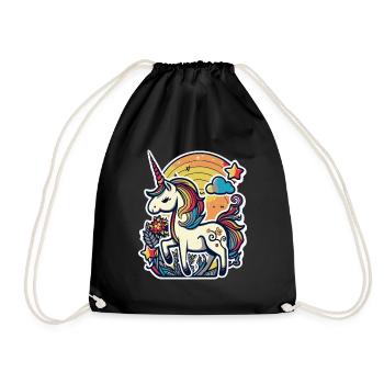 Cute magical unicorn for children and toddlers - Drawstring Bag - black - Front