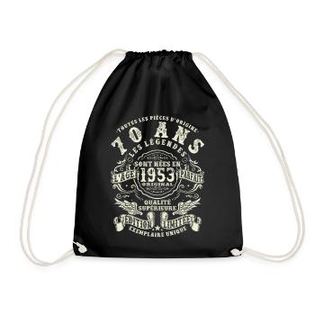70 ans - anniversaire 1953 - Sac de sport léger - noir - Devant