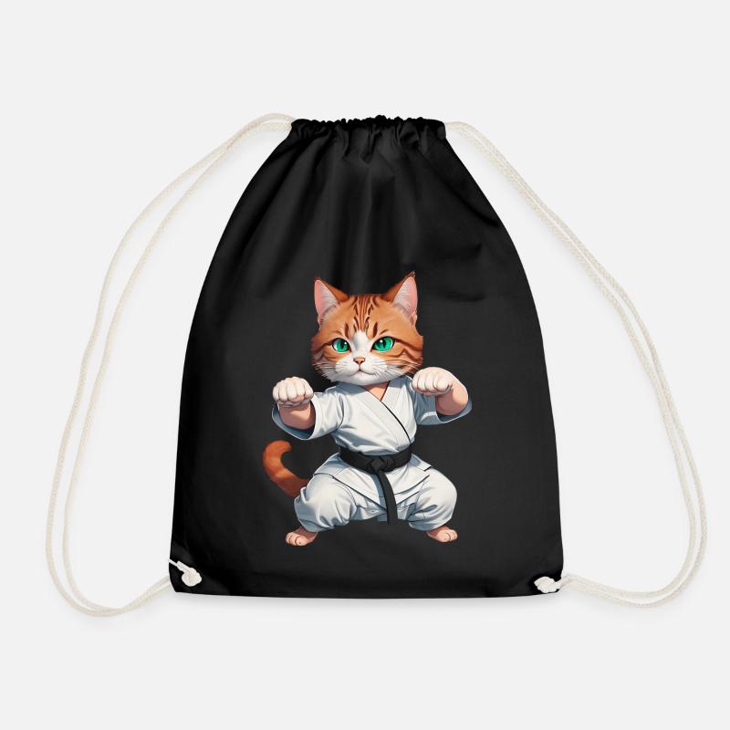Karate Katze - Kung-Fu Kater - Turnbeutel - Schwarz