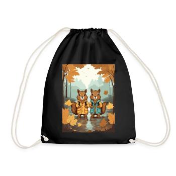 Écureuils mignons - Sac de sport léger - noir - Devant