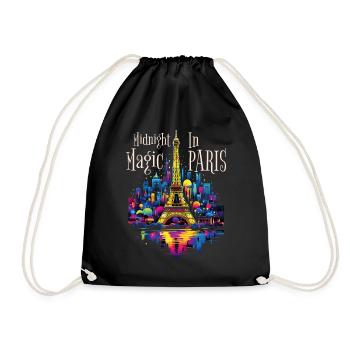 Paris, Eiffel Tower, France, City, Skyline, Night - Drawstring Bag - black - Front
