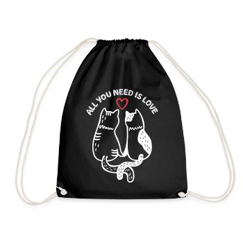 Cats - All You Need is Love - Drawstring Bag - black - Front