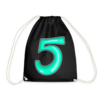 5 Number Number Motif - Drawstring Bag - black - Front
