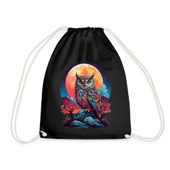 MYSTIQUE AU CLAIR DE LUNE : LA VEILLÉE NOCTURNE D’UN HIBOU COLORÉ - Sac de sport léger - noir - Devant