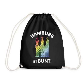 Hamburg Ist Bunt! (Hamburger Wappen / PNG) - Turnbeutel - Schwarz - Vorne