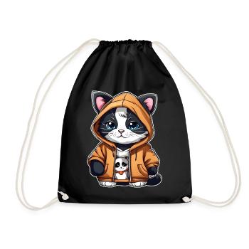 Chat cool avec sweat à capuche - Sac de sport léger - noir - Devant